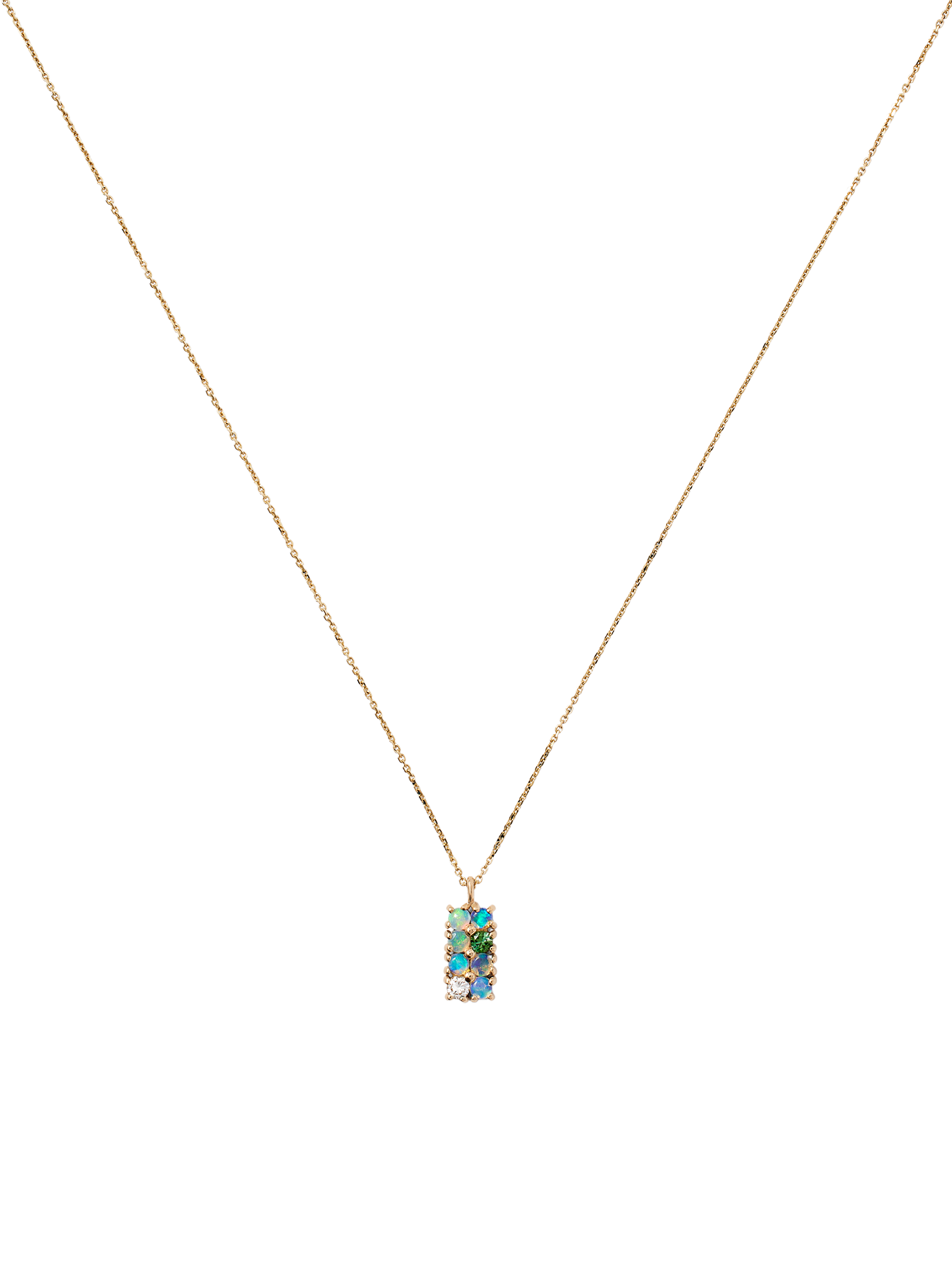 Opal, diamond, & tourmaline lattice necklace 